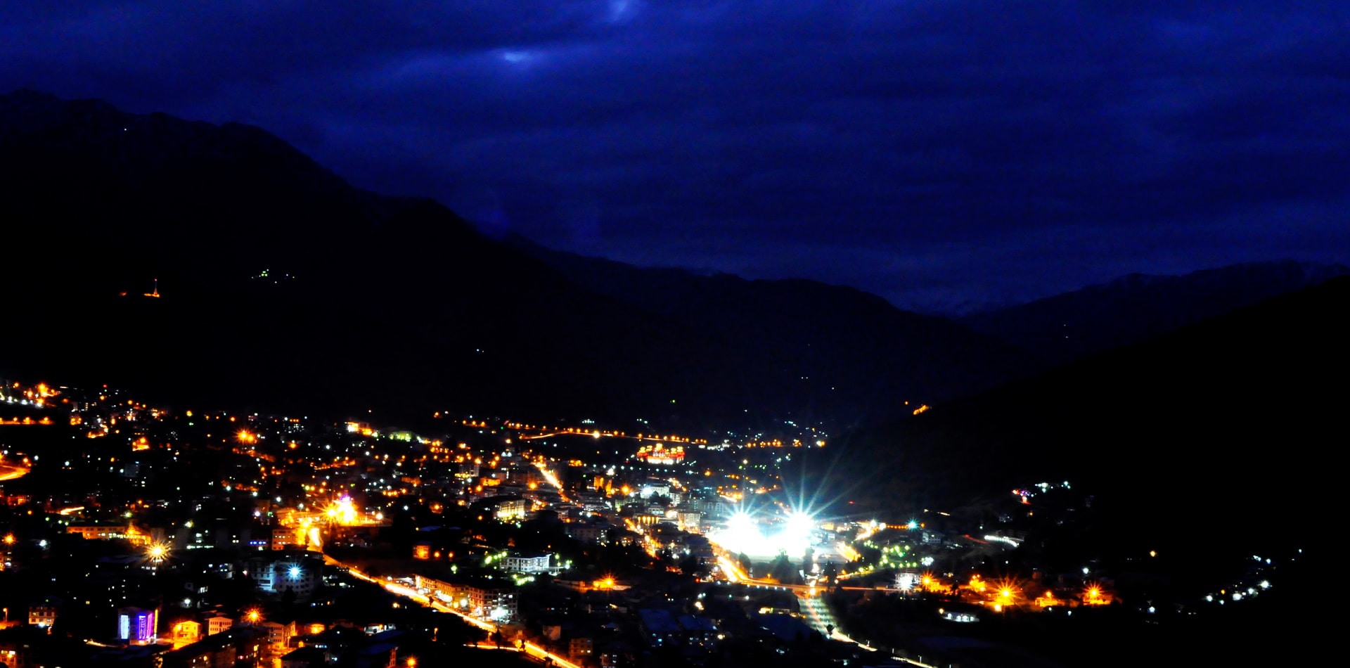 Thimphu Bhutan Night View From the Buddha Point